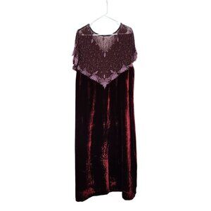 April Cornell Women's Vintage Velvet Beaded Lace Shoulder Midi Dress